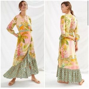 NWT Petite Small Farm Rio Tropical Wrap Maxi Dress
